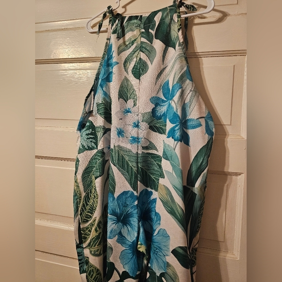 Tropical Floral Sleeveless Jumpsuit Overalls L/XL - Picture 4 of 6